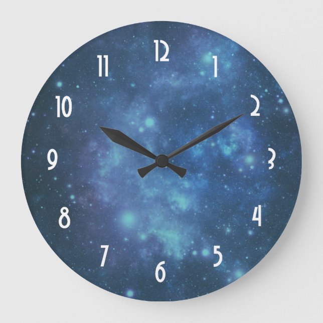 Grande Horloge Ronde Image cosmique bleue et pourpre de l'espace (Recto)