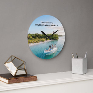 Grande Horloge Ronde Image de bateau moderne personnalisée & coordonnée