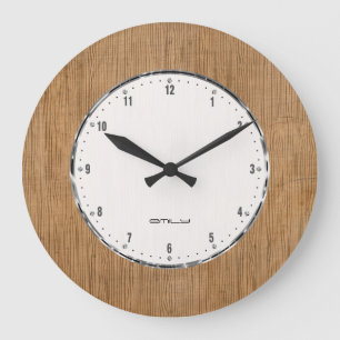 Grande Horloge Ronde Image de la texture en bois brune décorée d'un