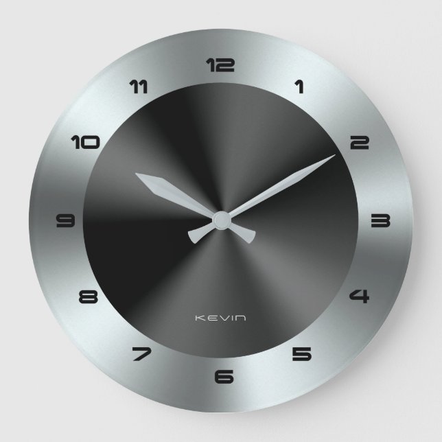 Grande Horloge Ronde Image of Black & Silver & Metallic Stainless Steel (Recto)