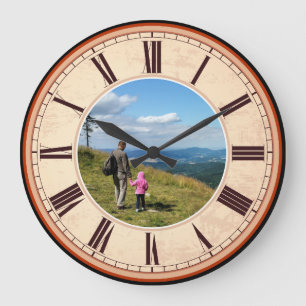 GRANDE HORLOGE RONDE IMAGE PERSONNALISÉE DES MOMENTS MÉMORABLES TENDANC