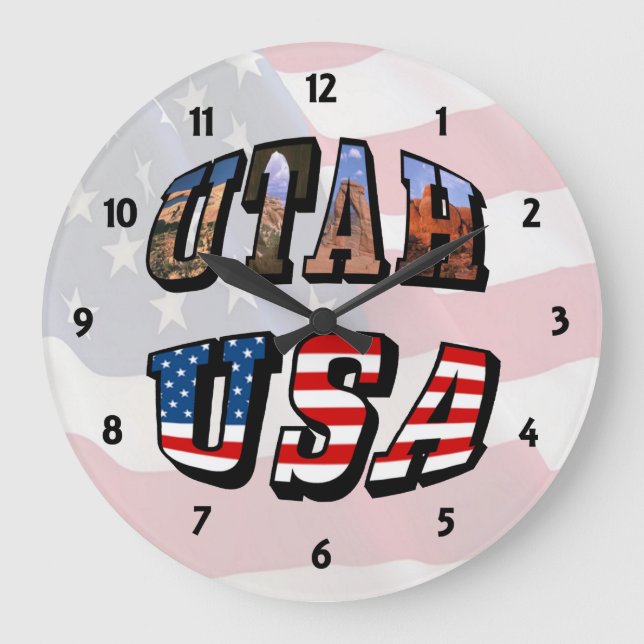Grande Horloge Ronde Image Utah et texte de l'indicateur USA (Recto)