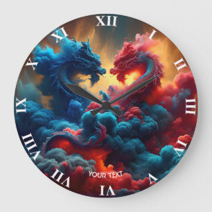 Grande Horloge Ronde Imaginaire Bleu Rouge Bleu mignon