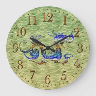 Grande Horloge Ronde Imaginaire chinois Dragon Art Designer Cadeau Horl