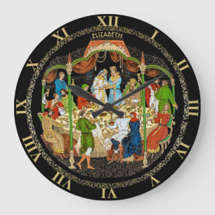Grande Horloge Ronde Imaginaire coloré de contes de fées russes Vinta