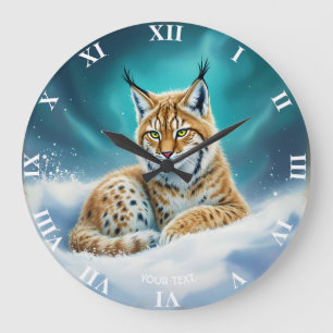 Grande Horloge Ronde Imaginaire Cute Lynx Cub hiver