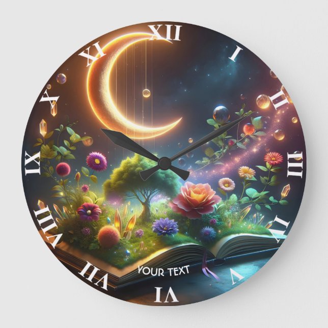 Grande Horloge Ronde Imaginaire Cute Moon Garden Book (Recto)
