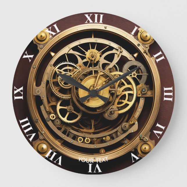 Grande Horloge Ronde Imaginaire Cute Vivid Steampunk Rousty Machine (Recto)