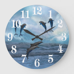 Grande Horloge Ronde Imaginaire de dauphins