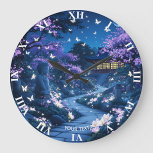 Grande Horloge Ronde Imaginaire Joli violet Fleurs de jardin