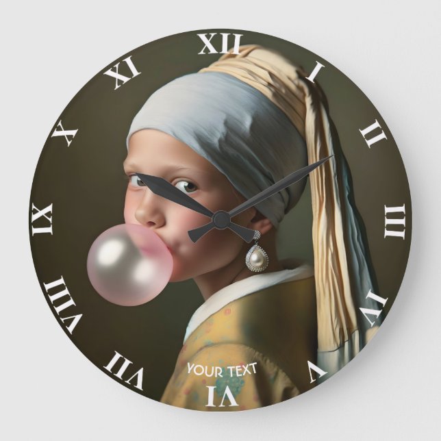Grande Horloge Ronde Imaginaire mignon bulle rose gomme (Recto)