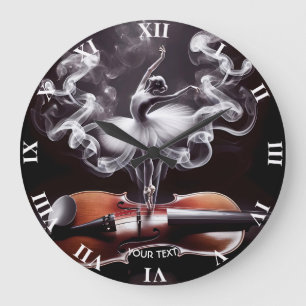 Grande Horloge Ronde Imaginaire Mignonne Danser Ballerina Violon