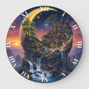Grande Horloge Ronde Imaginaire Moon Waterfall Forest