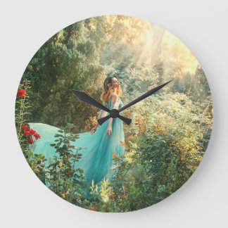 Grande Horloge Ronde Imaginaire Princesse : La nature d'été Vintage.