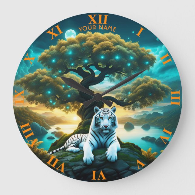 Grande Horloge Ronde Imaginaire Vif Vivid Tiger Life Tree (Recto)