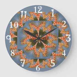 Grande Horloge Ronde Impression d'art Abstrait Giraffe