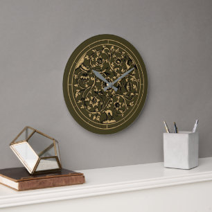 Grande Horloge Ronde Impression de couronne florale baroque rococo oise