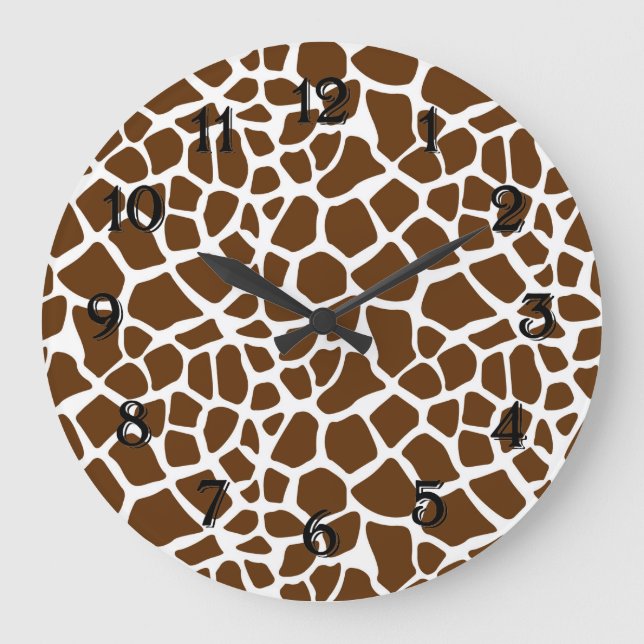 Grande Horloge Ronde Impression de girafe Brown (Recto)