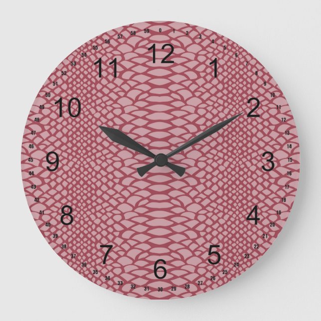Grande Horloge Ronde Impression de serpent rose (Recto)
