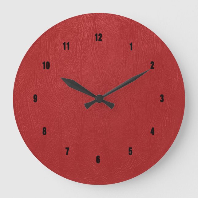 Grande Horloge Ronde Impression en cuir rouge vintage (Recto)