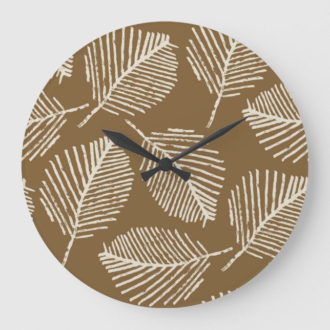 Grande Horloge Ronde Impression mono feuille, brun caramel, sans soudur (Recto)