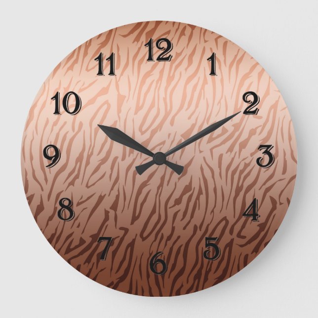 Grande Horloge Ronde Impression Ombre Tiger en bronze or (Recto)