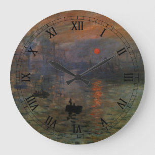 Grande Horloge Ronde Impression Sunrise de Claude Monet, Art Vintage