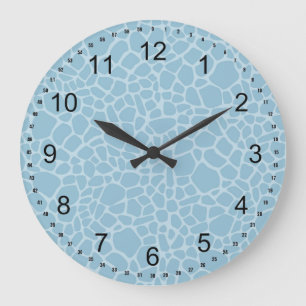 Grande Horloge Ronde Imprimer Giraffe Bleue