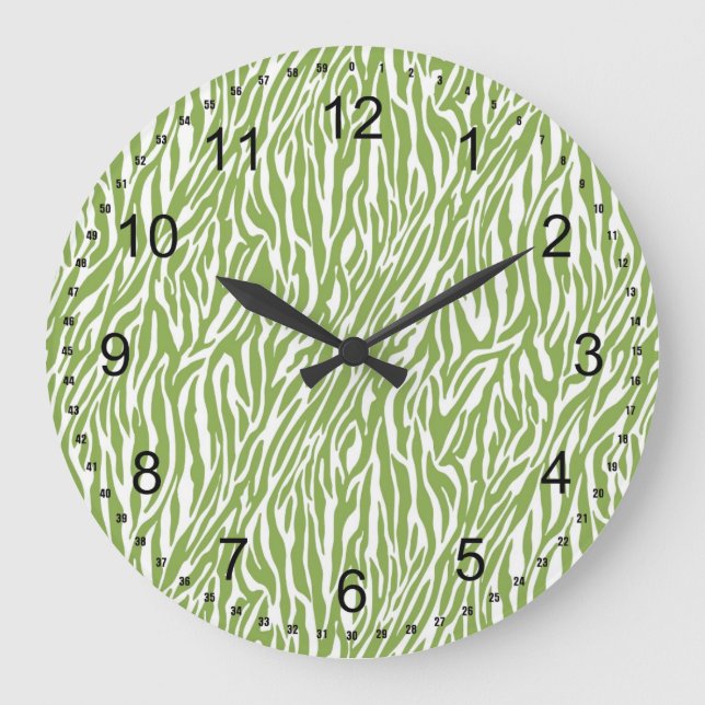 Grande Horloge Ronde Imprimer Safari vert Zebra (Recto)