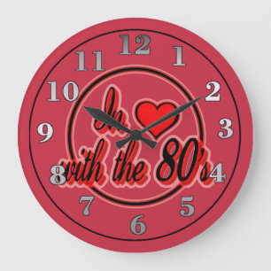 Grande Horloge Ronde In Love With The 80's Retro Red Logo Wall Clock