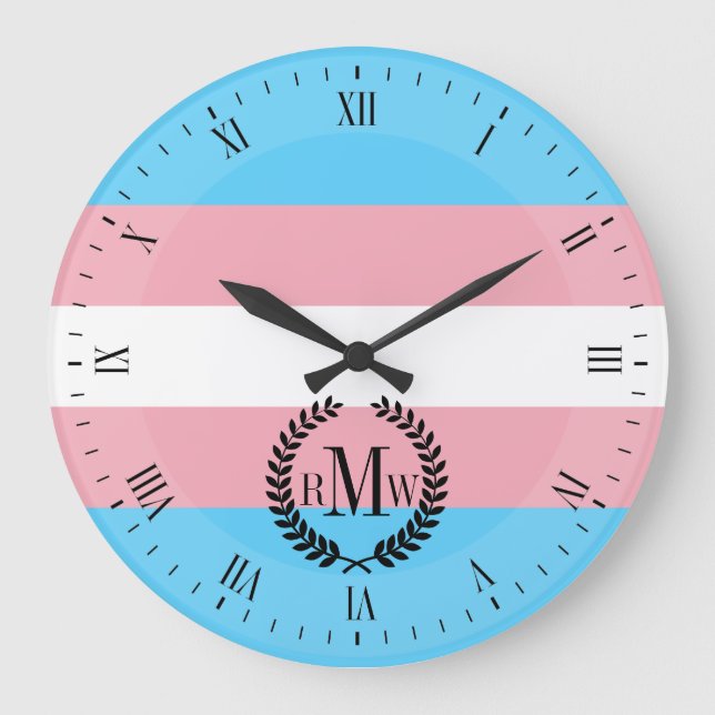 Grande Horloge Ronde Indicateur de fierté transgenre (Recto)