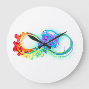 Grande Horloge Ronde Infinité avec la méduse arc-en-ciel