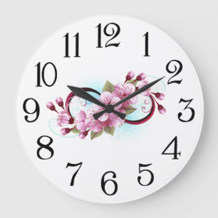 Grande Horloge Ronde Infinité avec les fleurs Sakura