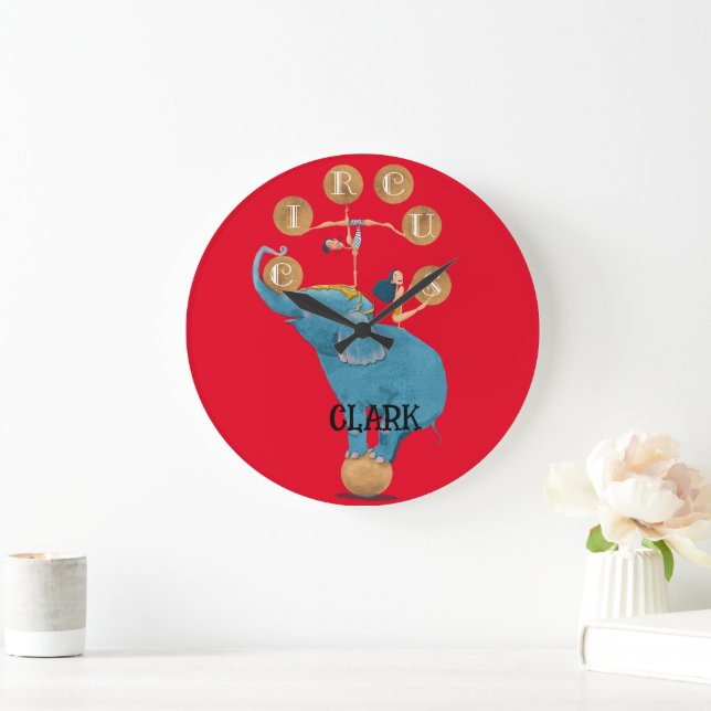 Grande Horloge Ronde Infirmière à thème Cirque pour enfants (Maison)