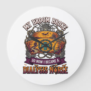 Grande Horloge Ronde Infirmière de dialyse de balai cassé Halloween Cas