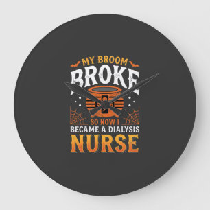 Grande Horloge Ronde Infirmière de dialyse Halloween Balai Cassa Design