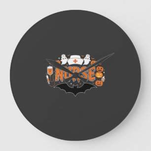 Grande Horloge Ronde Infirmière d'Halloween dégoulinante de citrouille