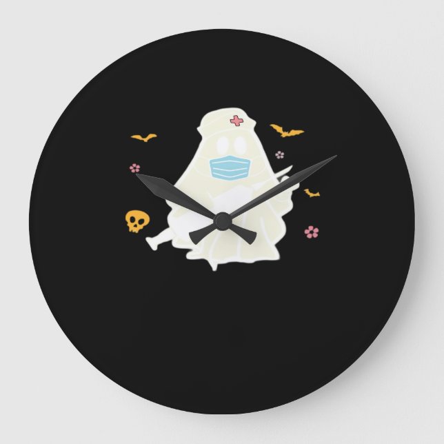 Grande Horloge Ronde Infirmière éffrayante Praticien Cute Halloween Sur (Recto)