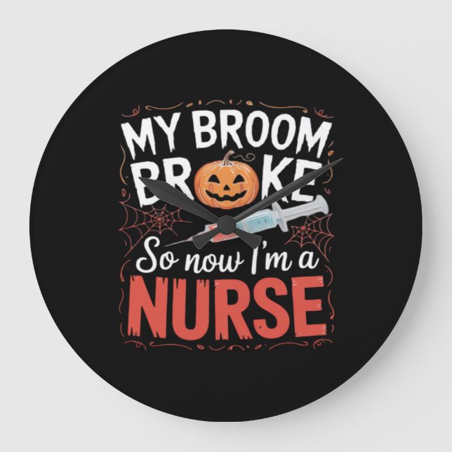 Grande Horloge Ronde Infirmière Funny Halloween Infirmière essentielle  (Recto)