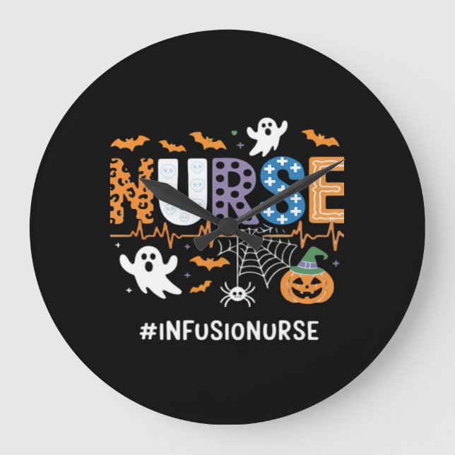 Grande Horloge Ronde Infirmière Infusion Infirmière Stethoscope Hallowe (Recto)