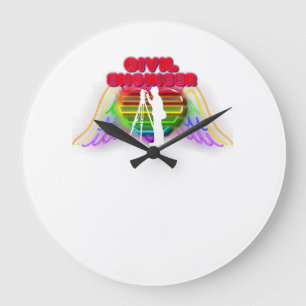 Grande Horloge Ronde Ingénieur Civil Colorful Funny Présente Pour Civil