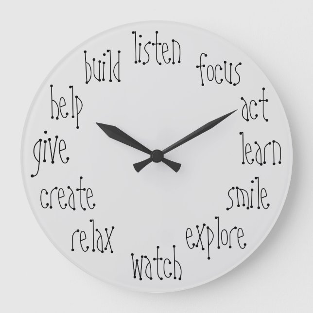 Grande Horloge Ronde Inspiration Cool Verbs puissante (Recto)