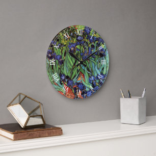 Grande Horloge Ronde Iris de Vincent van Gogh, Art du jardin vintage