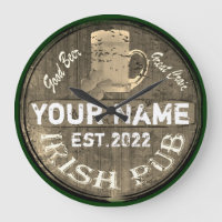 Irish pub sign large clock