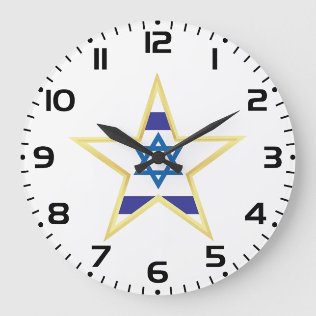 Grande Horloge Ronde Israeli Flag Star of David Gold Trimmed (Recto)