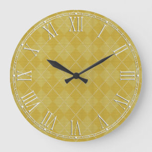 Grande Horloge Ronde Jacquard de très bon goût jaune de moutarde rétro