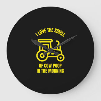 Grande Horloge Ronde J'adore l'odeur de caca de vache le matin