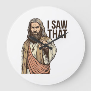 Grande Horloge Ronde J'ai vu ce pointage religieux vintage gravure sur