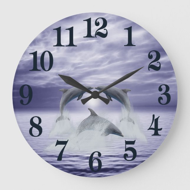 Grande Horloge Ronde J'aime des dauphins (Recto)