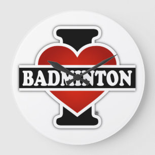 Grande Horloge Ronde J'aime le badminton